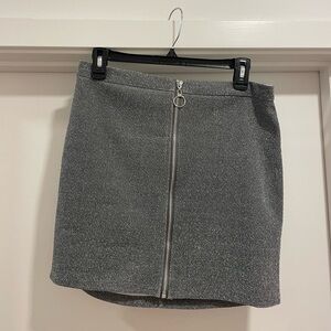 Silver Glitter Zip Up Mini Skirt Size M